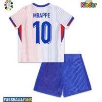 Frankreich Kylian Mbappe #10 Auswärts Trikotsatz Kinder EM 2024 Kurzarm (+ Kurze Hosen)
